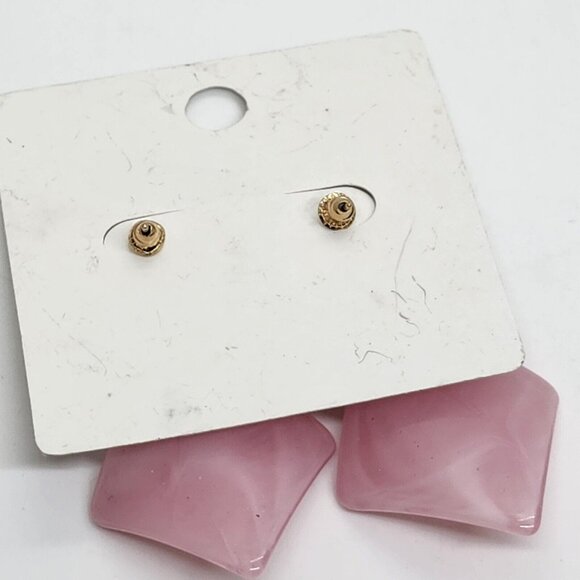 Nwt Gold Tone‎ Pink Lucite Dangle Earrings Melody - Picture 5 of 6